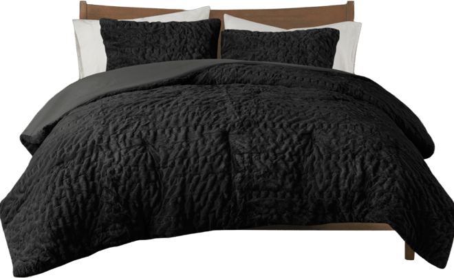 Blair Ruched 3-Pc. Faux Fur Comforter Set, King/California King