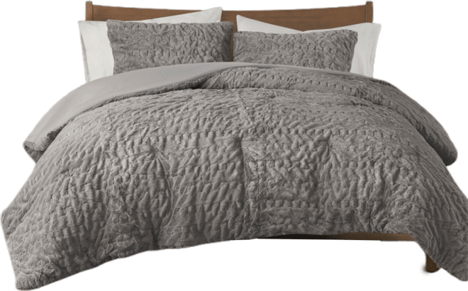Blair Ruched 3-Pc. Faux Fur Comforter Set, Full/Queen