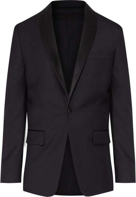 Men's Men s Black Wool Tuxedo Jacket with Satin Shawl Lapels