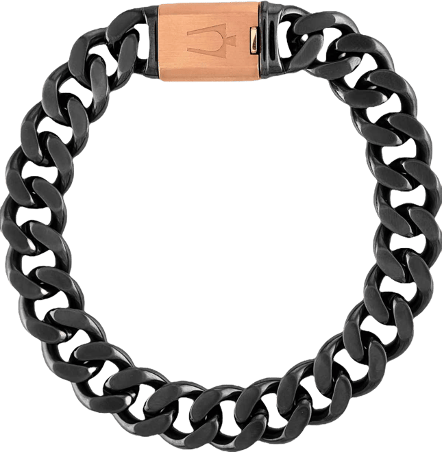 Gray & Rose Gold-Tone Ip Stainless Steel Link Bracelet