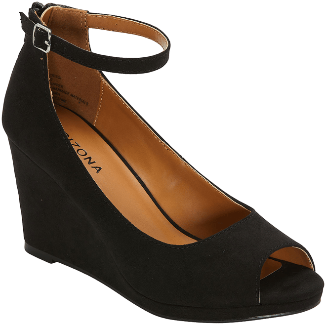 Arizona Jean Co Womens Crissi Peep Toe Wedge Heel Pumps Color Black JCPenney