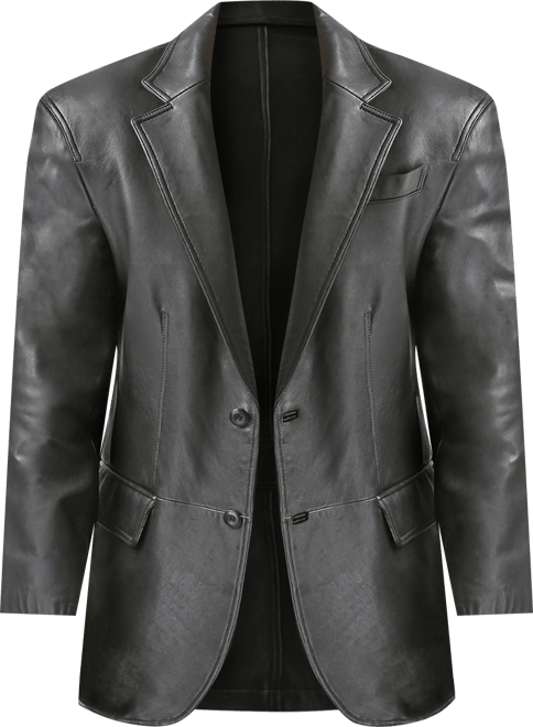 Men Two-Button Leather Blazer