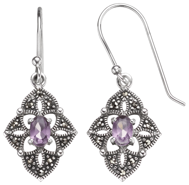 Amethyst hot sale marcasite earrings