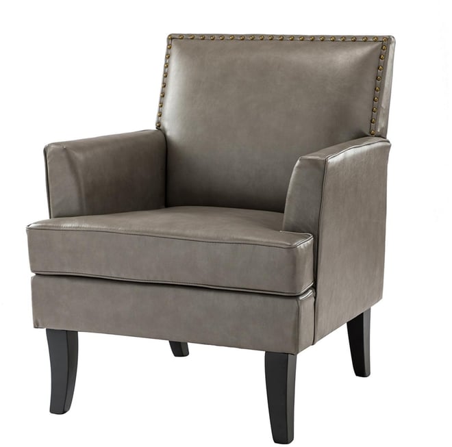 Nihad Modern Faux Leather Accent Chair with Nailhead Trim