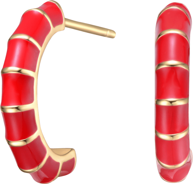 Gigi Girl Kids 14k Yellow Gold Plated Enamel Seashell Half C-Hoop Earrings