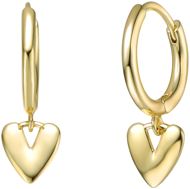 Kids 14k Yellow Gold Plated Heart Dangling Earrings