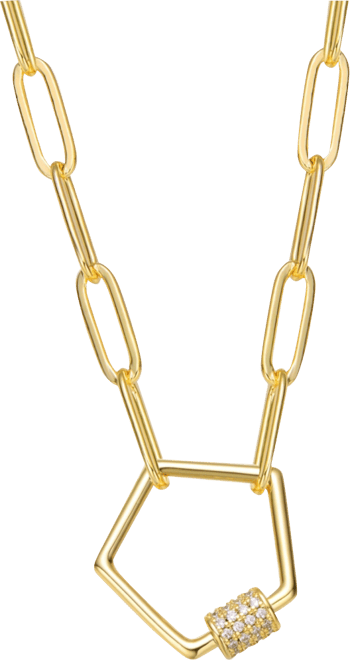 Kids/Young Teens 14K Gold Plated Cubic Zirconia Pentagon Charm Necklace