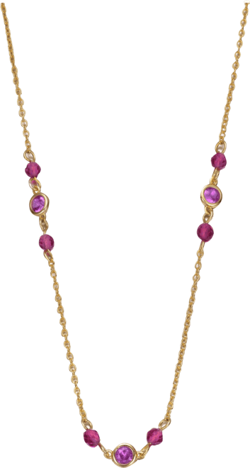 Elegant Sterling Silver 14K Gold Plated Necklace with Red Sparkling Cubic Zirconia