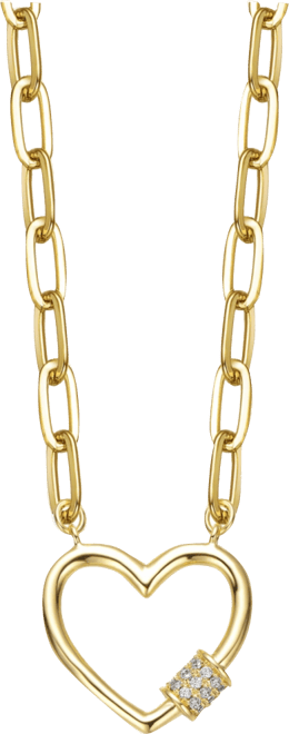 Gigi Girl Kids/Young Teens 14K Gold Plated Cubic Zirconia Heart Charm Necklace