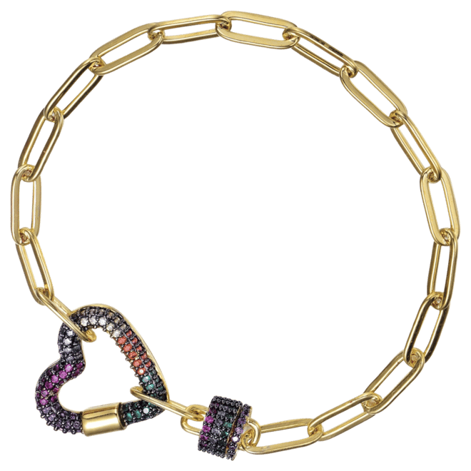 Gigi Girl Kids/ Young Teens 14K Gold and Black Plated Cubic Zirconia Heart Chain Bracelet