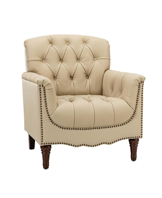 Sucher Modern Retro Wooden tufted Accent chair with Nailhead Trim