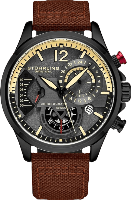 Model 4029 Men's Japan Quartz Chronograph, Leather Strap Watch