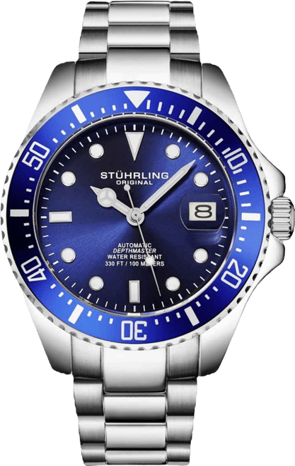 Men's Japanese Seiko NH35 Automatic Self Wind Movement Diver Watch, Stainless Steel Bracelet