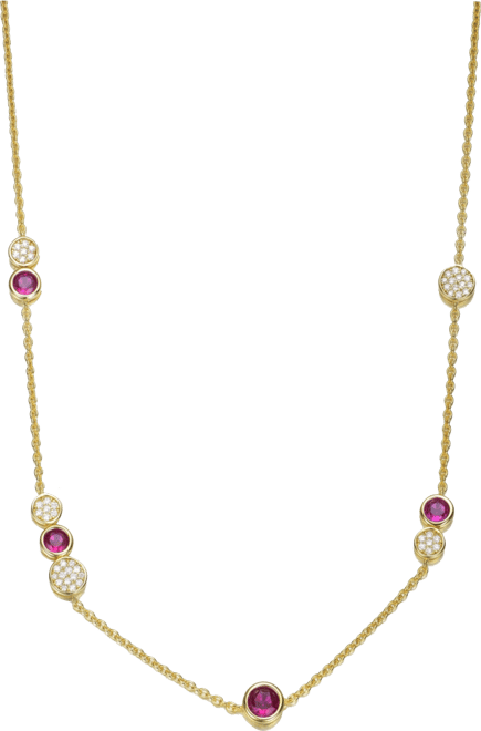 Sterling Silver 14K Gold Plated Lovely Red and Clear Cubic Zirconia Necklace