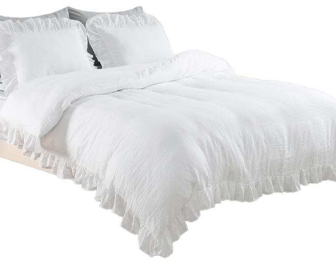 Soft Washed Microfiber Ruffle Duvet Cover Set, King