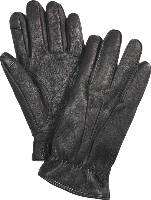 UGG® Men's 3-Point Leather Tech Gloves with Faux-Fur Lining - Macy's