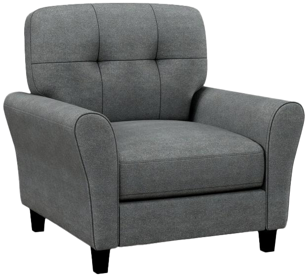 Modern Upholstered Accent Chair with Rubber Wood Legs-Grey