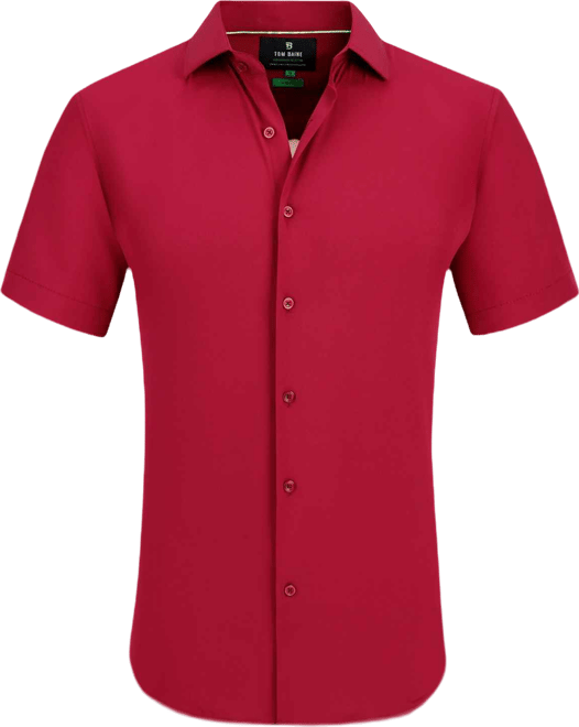 Men's Slim Fit Short Sleeve Performance Button Down Dress Shirt