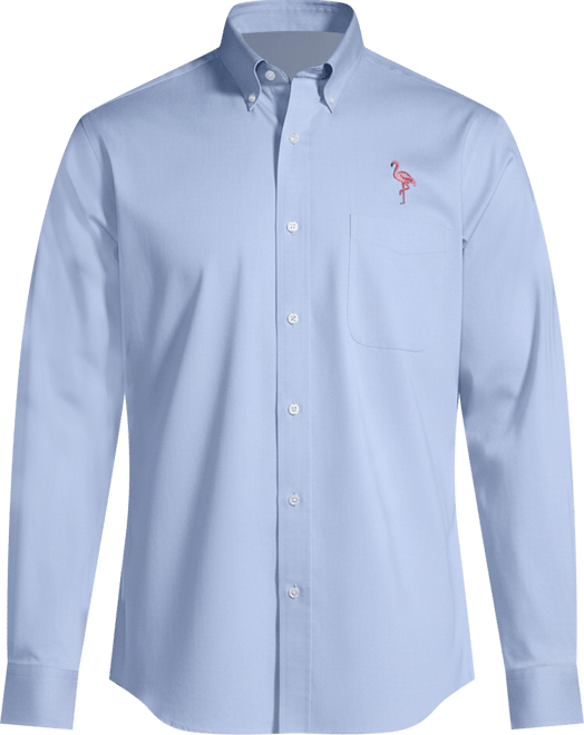 Men's Traditional Fit Solid No Iron Supima Pinpoint Buttondown Collar Dress Shirt