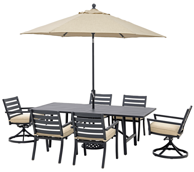 Astaire Outdoor 7-pc Dining Set (84x42" table + 4 dining chairs + 2 swivel chairs), Created for Macy's