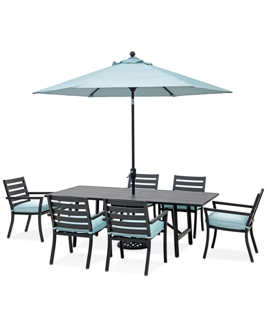 Astaire Outdoor 7-pc Dining Set (84x42" table + 6 dining chairs), Created for Macy's