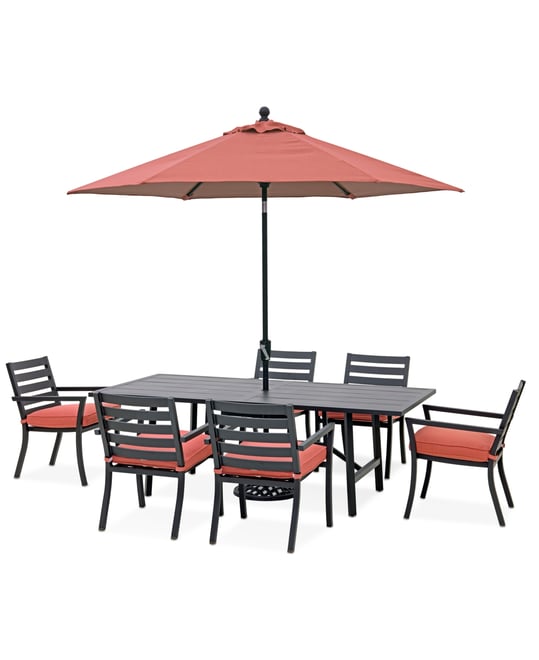 Astaire Outdoor 7-pc Dining Set (84x42" table + 6 dining chairs), Created for Macy's