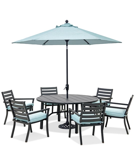 Astaire Outdoor 7-pc Dining Set (60" round table + 6 dining chairs), Created for Macy's