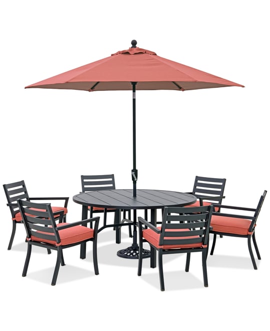 Astaire Outdoor 7-pc Dining Set (60" round table + 6 dining chairs), Created for Macy's