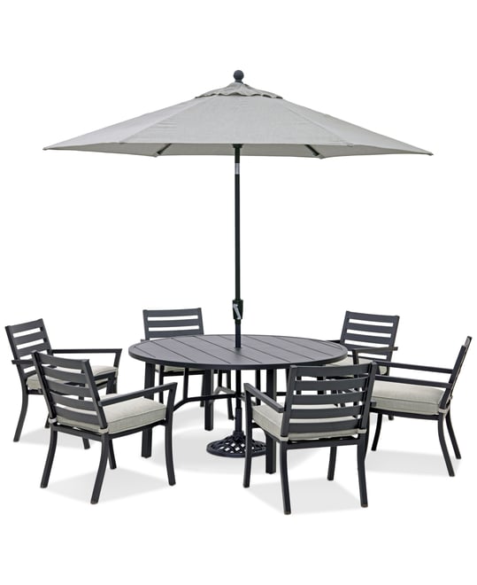 Astaire Outdoor 7-pc Dining Set (60" round table + 6 dining chairs), Created for Macy's
