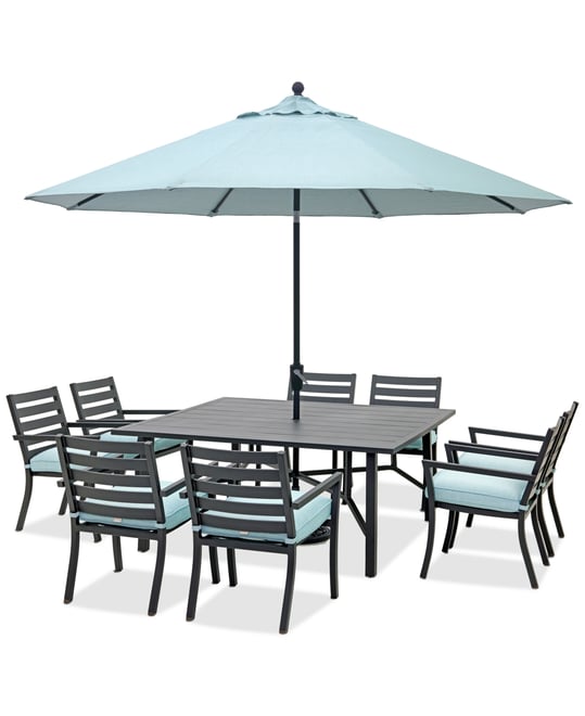 Astaire Outdoor 9-pc Dining Set (64" square table + 8 dining chairs), Created for Macy's