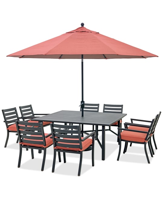 Astaire Outdoor 9-pc Dining Set (64" square table + 8 dining chairs), Created for Macy's