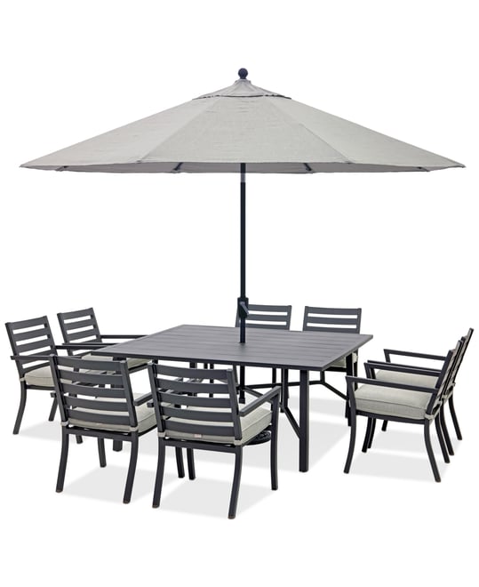 Astaire Outdoor 9-pc Dining Set (64" square table + 8 dining chairs), Created for Macy's