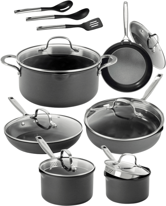 Professional 2x Hard Anodized 15-Piece Ceramic Nonstick Cookware Set