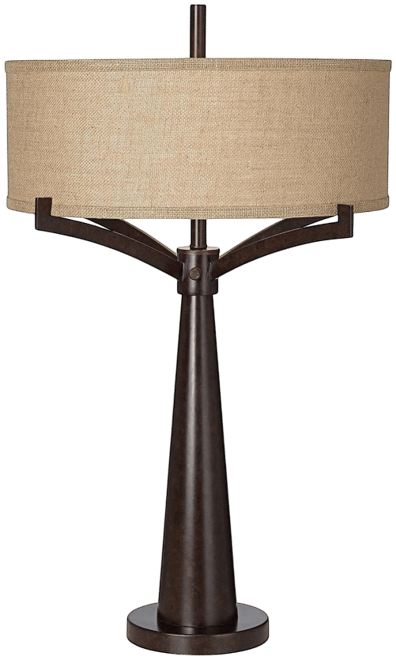 Tremont Industrial Table Lamp 31 1/2" Tall Bronze Metal Burlap Fabric Drum Shade for Bedroom Living Room Bedside Nightstand O