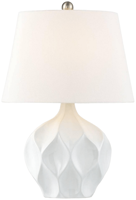 Dobbs Modern Mid Century Accent Table Lamp 22 1/2" High White Glaze Geometric Ceramic Oval Shade for Bedroom Living Room Bedside Off