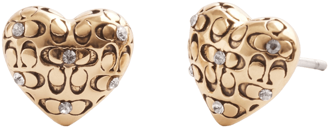 Faux Stone Signature Quilted Heart Stud Earrings