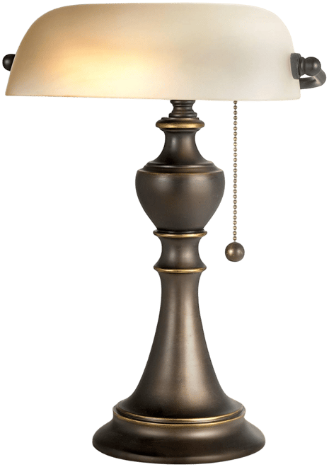 Haddington Traditional Piano Banker Table Lamp 16" High Antique Bronze Dark Brown Metal Alabaster Glass Shade Decor for Bedroom House Bedside Nightsta