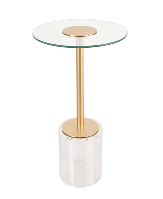 16" x 16" x 22" Acrylic Elevated Base and Gold-Tone Stand Accent Table