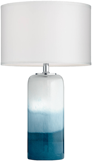 Roxanne Modern Coastal Table Lamp with Nightlight Led 25" High Blue Art Glass Column White Drum Shade Decor for Living Room Bedroom House Bedside Home