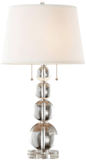 Modern Table Lamp 26 1/2" High Stacked Clear Crystal Spheres Glass White Drum Shade for Bedroom Living Room House Home Night