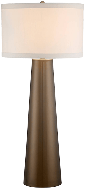 Karen Modern Table Lamp 36" Tall Dark Gold Glass Off White Fabric Drum Shade for Bedroom Living Room Bedside Nightstand Offic