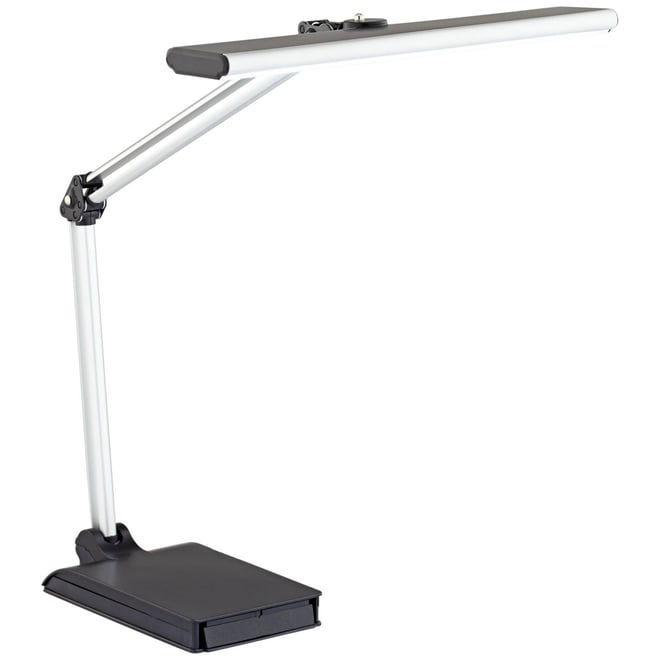 Flynn Modern Desk Lamp 25" High Metallic Black Silver with Usb Charging Port Phone Cradle Adjustable Swivel Led for Living Room Offi