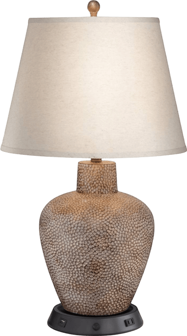 Bentley Rustic Farmhouse Table Lamp 29" Tall Brown Leaf with Dimmable Usb Workstation Base Off White Empire Shade for Bedroom Living
