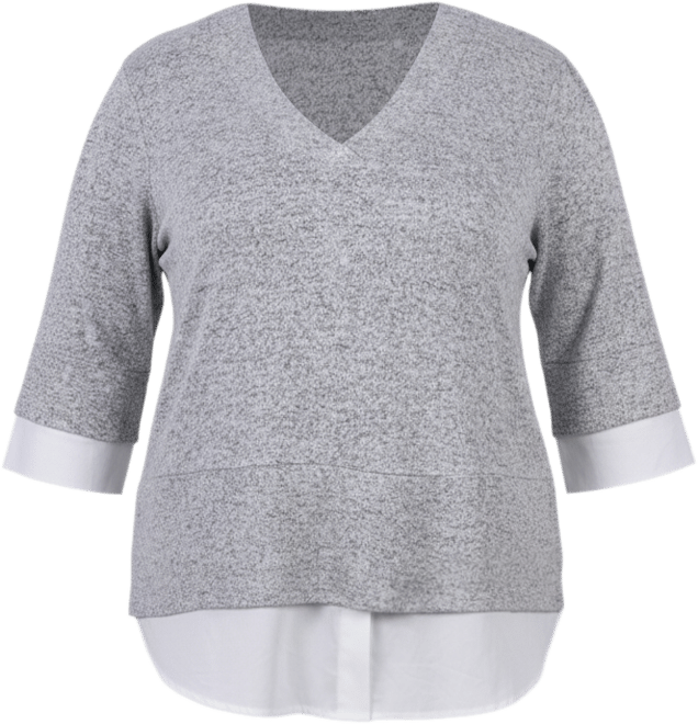 Plus Size Long Sleeve 2-In 1 Top