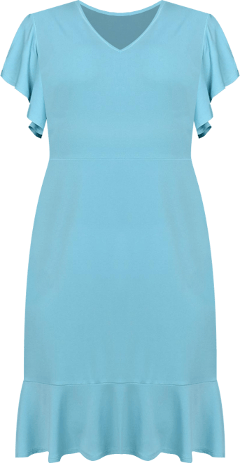 Plus Size Flutter Sleeve Crepe Knit Dress