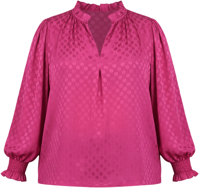 Plus Size Long Sleeve Smocked Cuff Blouse