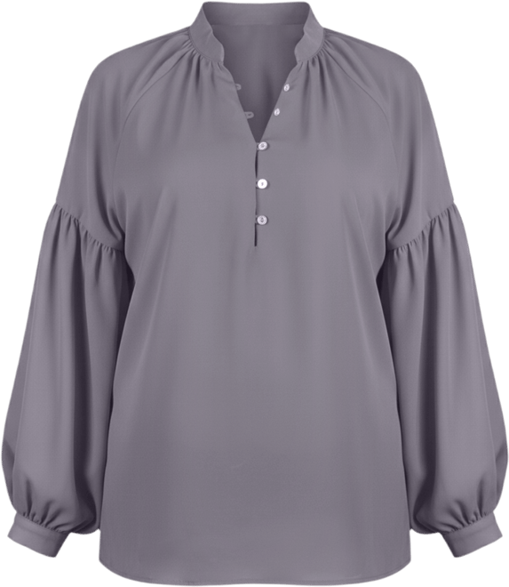 Plus Size Long Raglan-Sleeve Blouse