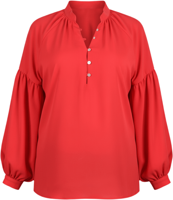 Plus Size Long Raglan-Sleeve Blouse