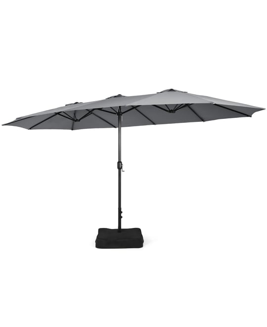 15FT Double-Sided Twin Patio Umbrella Outdoor Market W/ Crank & Base