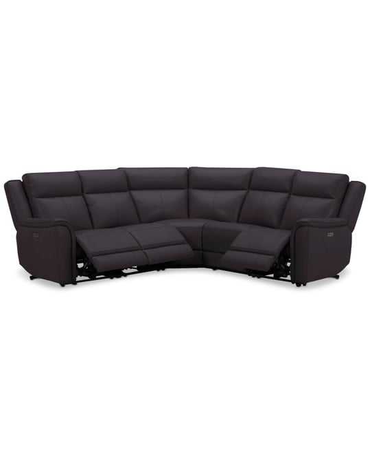 Addyson 117" 5-Pc. Leather Sectional with 3 Zero Gravity Recliners with Power Headrests, Created for Macy's